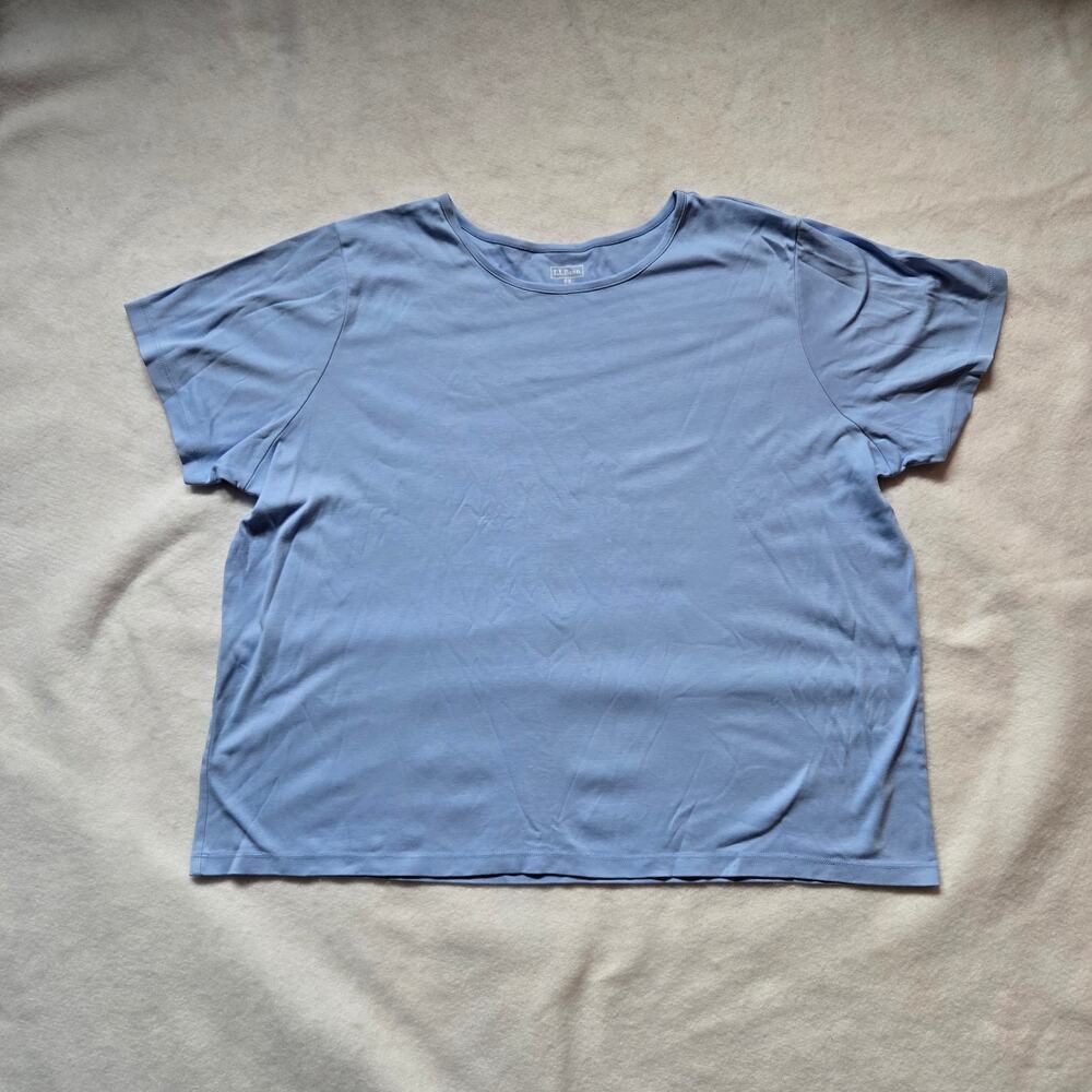 L.L. Bean Women's Supima Cotton T-Shirt, Rounded Neck, Light Blue, Plus Size 2X
